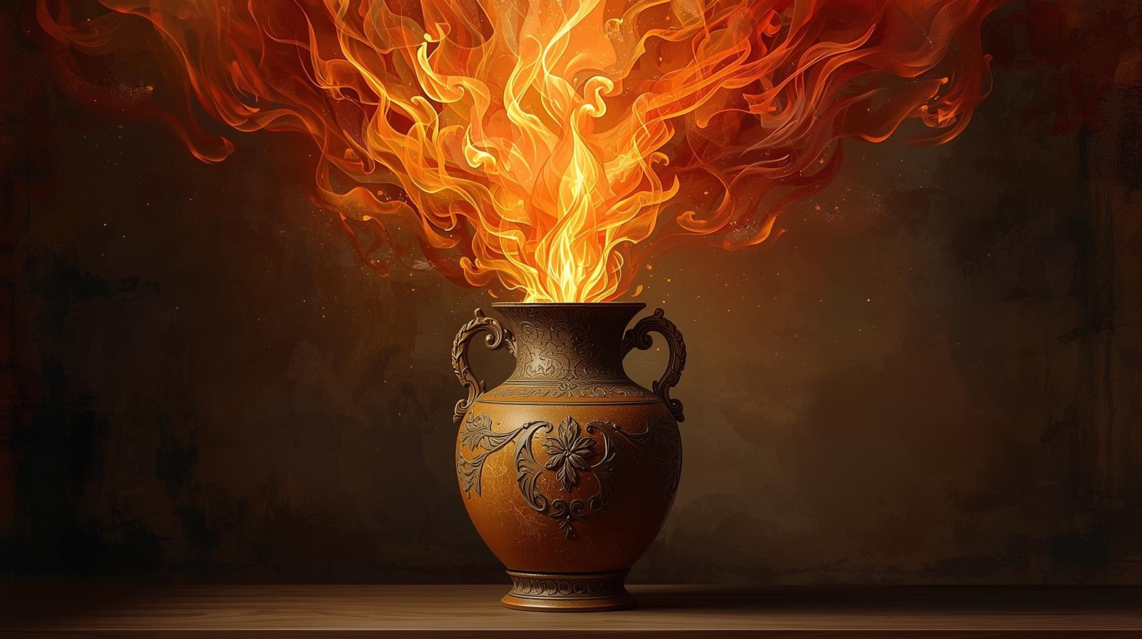Vase en feu